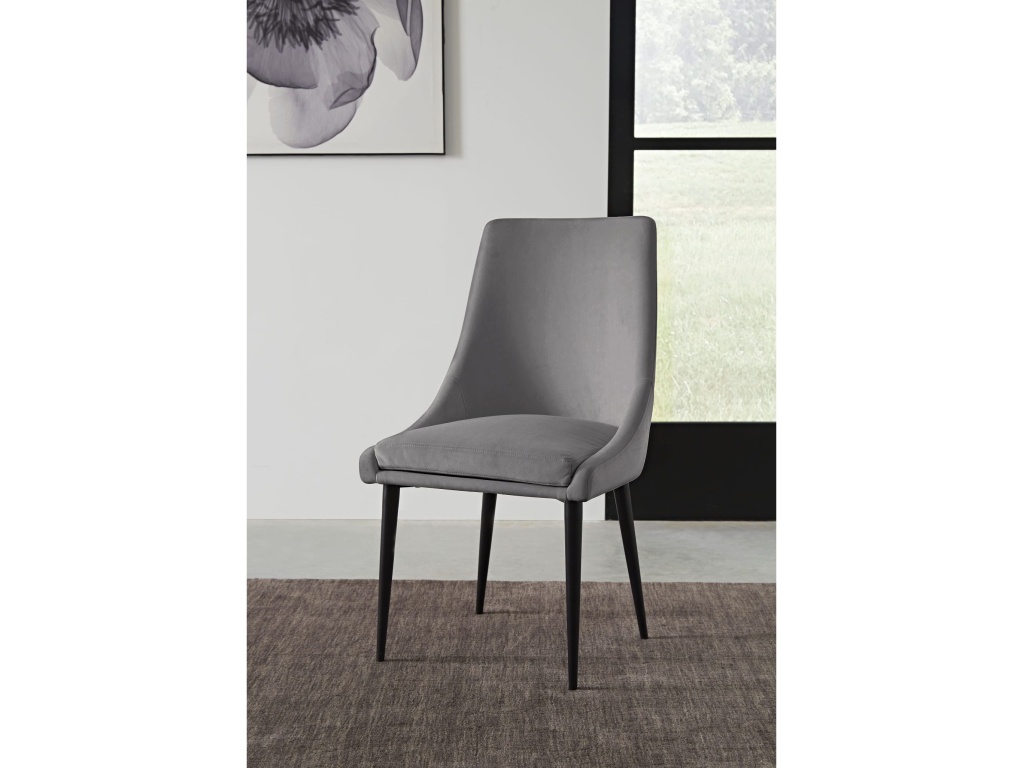Winston Upholstered Metal Leg Dining Chair in Goose and Black - main image