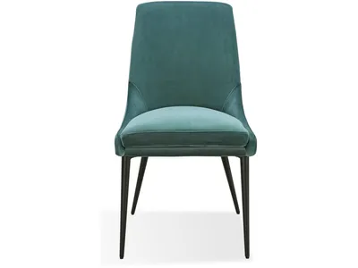 Winston Upholstered Metal Leg Dining Chair in Smoked Green and Black