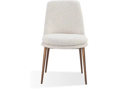 Wyatt Upholstered Dining Chair in Ricotta Boucle and Bronze Metal - Alternative View