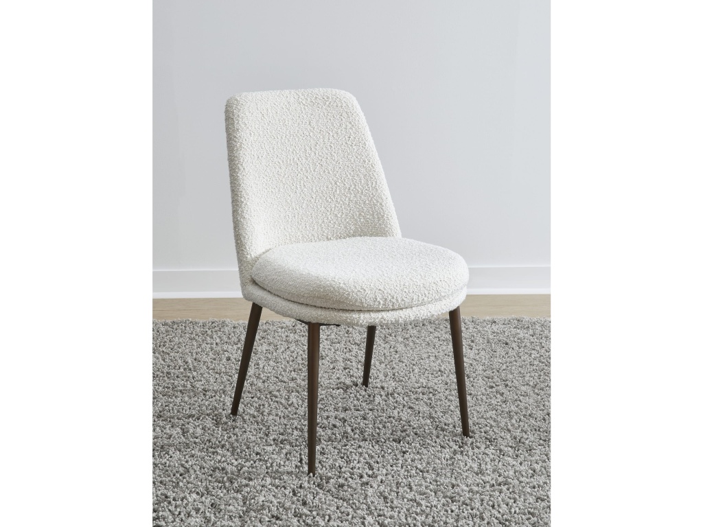 Wyatt Upholstered Dining Chair in Ricotta Boucle and Bronze Metal - main image