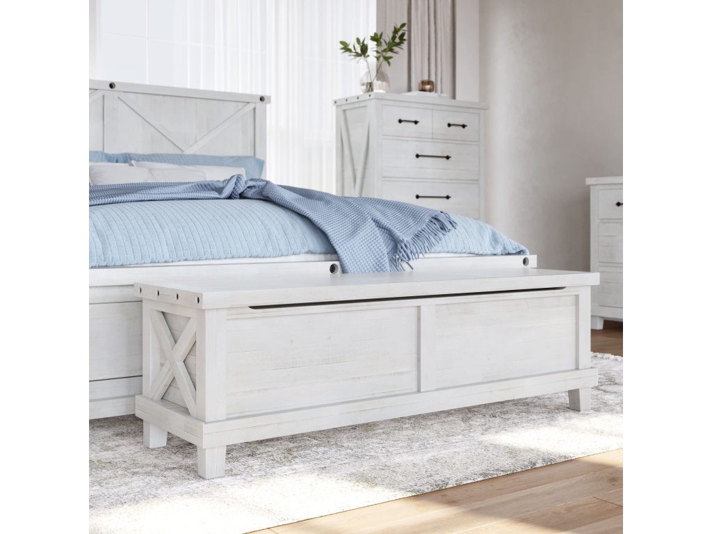 Yosemite Solid Wood Blanket Box in Rustic White - main image
