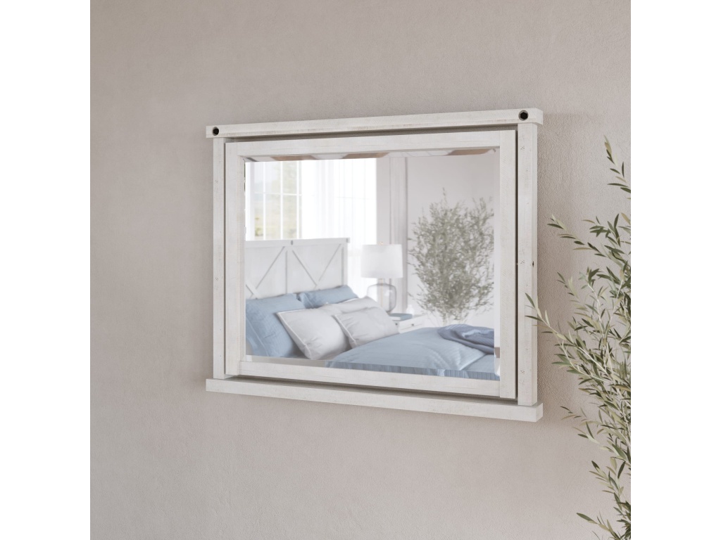 Yosemite Solid Wood Mirror in Rustic White - image 1