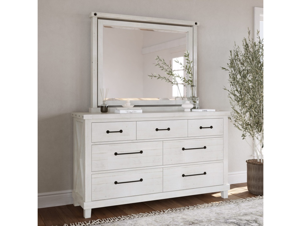 Yosemite Solid Wood Mirror in Rustic White - image 7