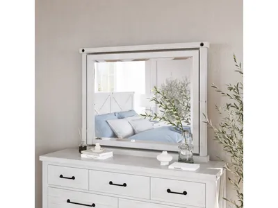 Yosemite Solid Wood Mirror in Rustic White