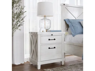 Yosemite Solid Wood Nightstand in Rustic White