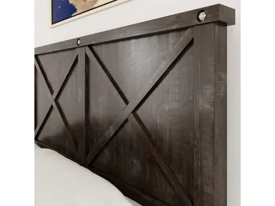 Yosemite Solid Wood Panel Bed in Cafe