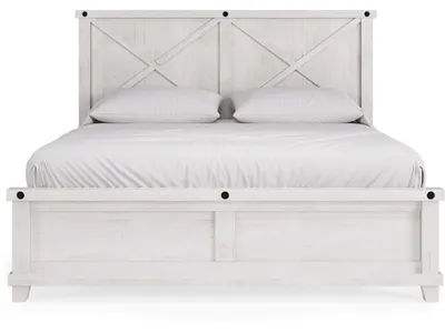 Yosemite Solid Wood Panel Bed in Rustic White - Alternative View