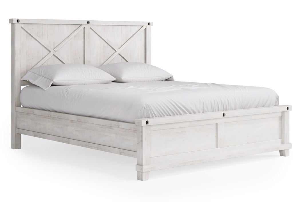 Yosemite Solid Wood Panel Bed in Rustic White - image 2
