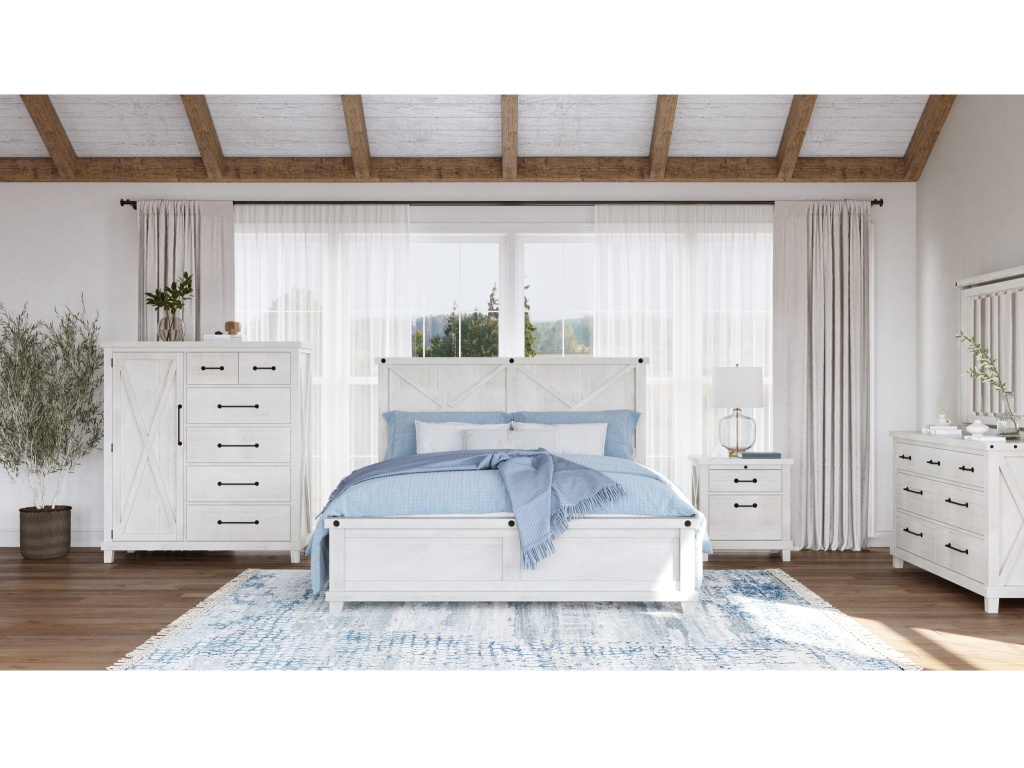 Yosemite Solid Wood Panel Bed in Rustic White - image 3