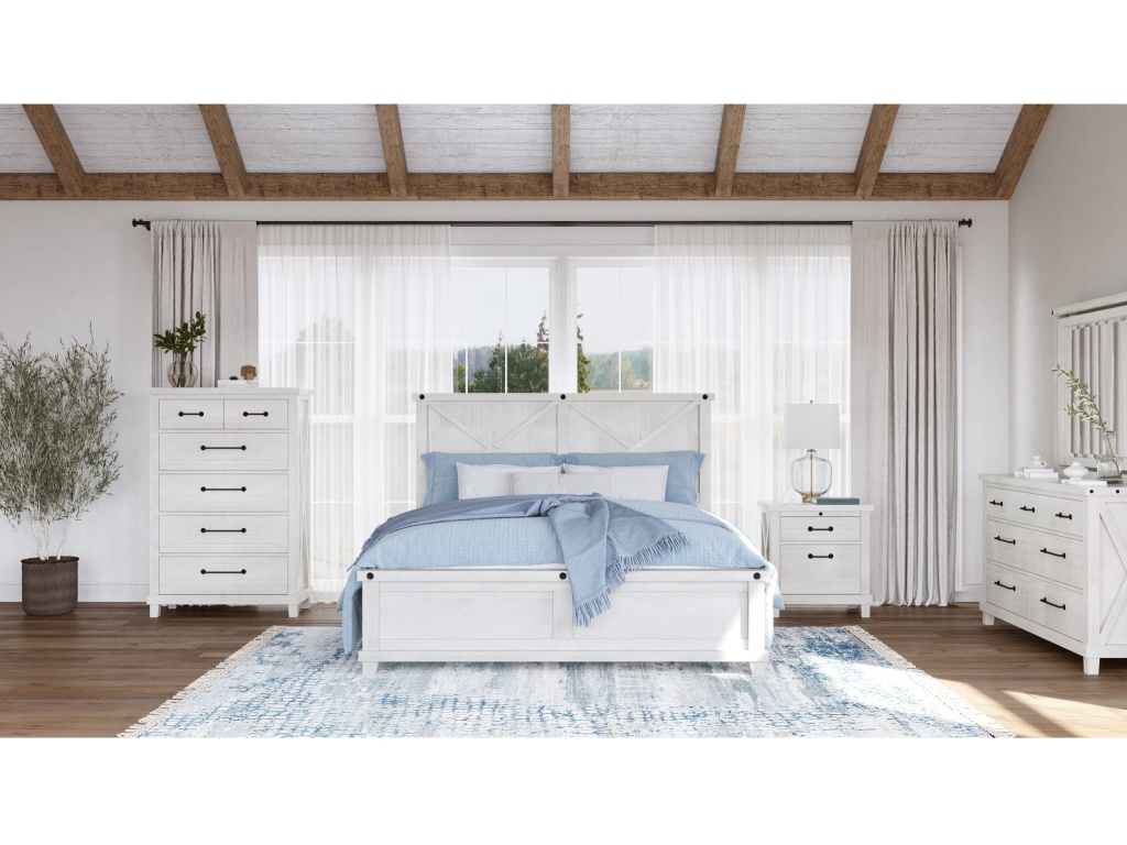 Yosemite Solid Wood Panel Bed in Rustic White - image 4