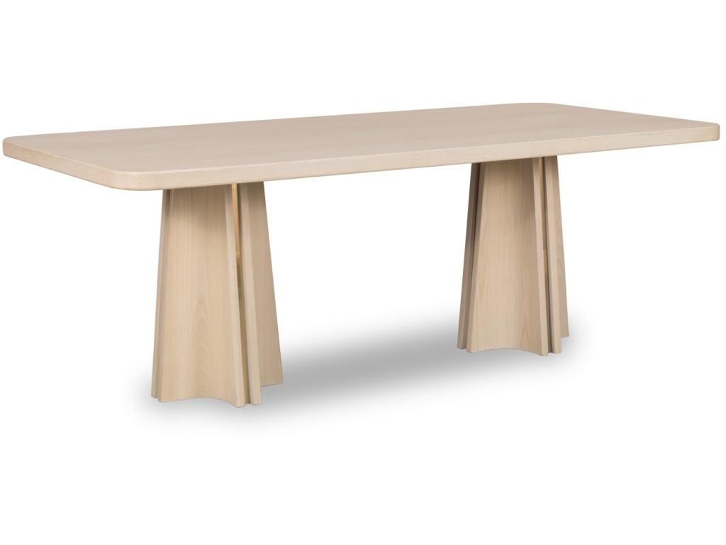 Zinnia Ash Wood Double Pedestal Dining Table in White Sand - image 1