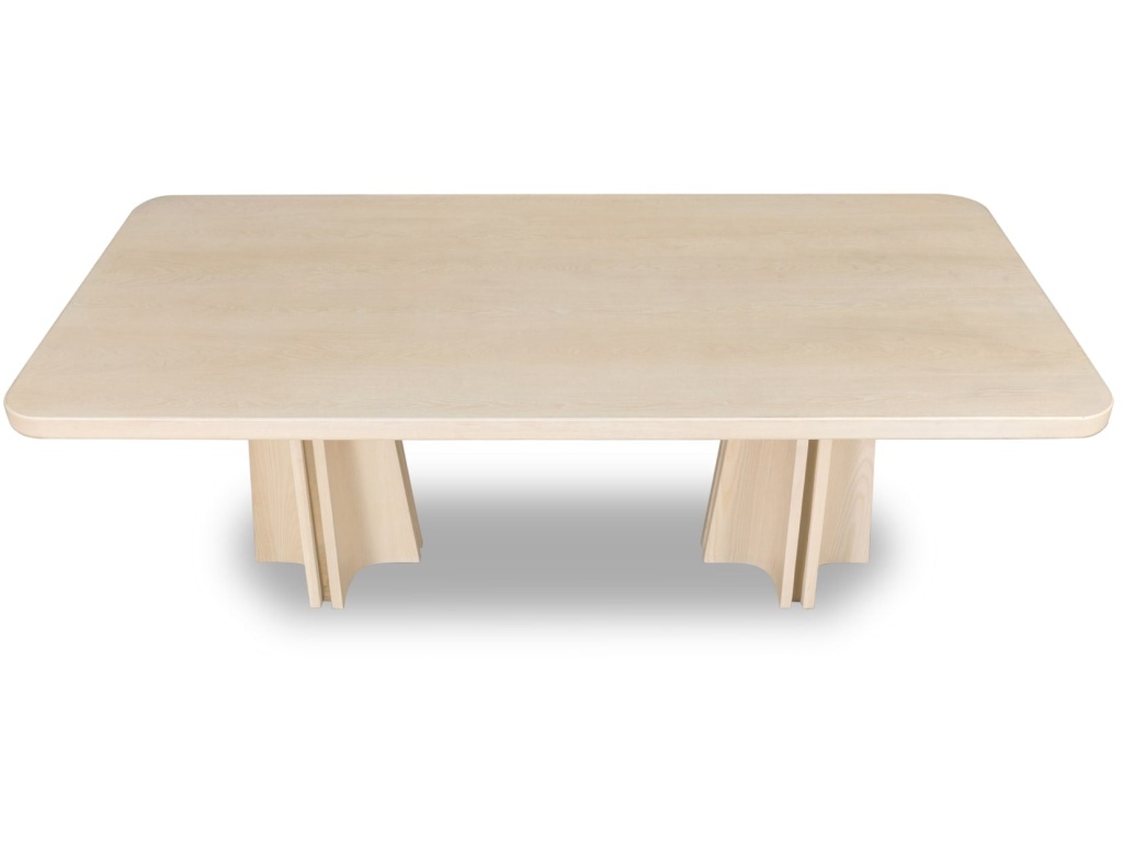 Zinnia Ash Wood Double Pedestal Dining Table in White Sand - image 3