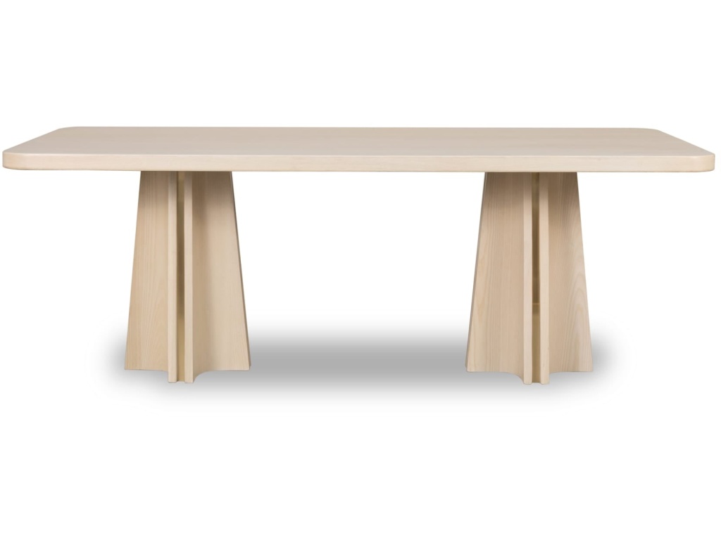 Zinnia Ash Wood Double Pedestal Dining Table in White Sand - main image