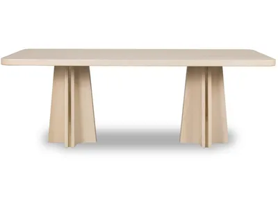 Zinnia Ash Wood Double Pedestal Dining Table in White Sand