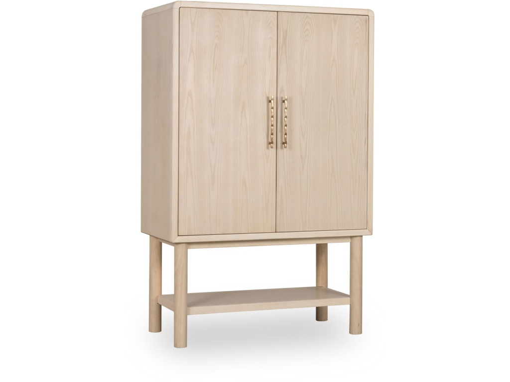 Zinnia Two Door Ash Wood Bar Cabinet in White Sand - image 1