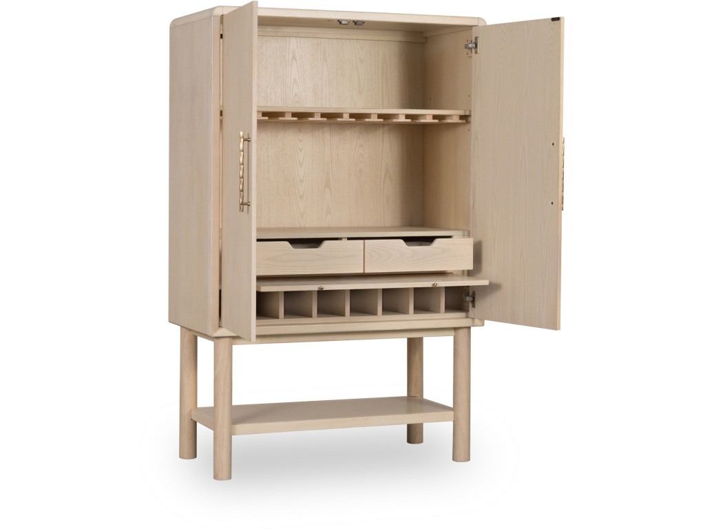 Zinnia Two Door Ash Wood Bar Cabinet in White Sand - image 3