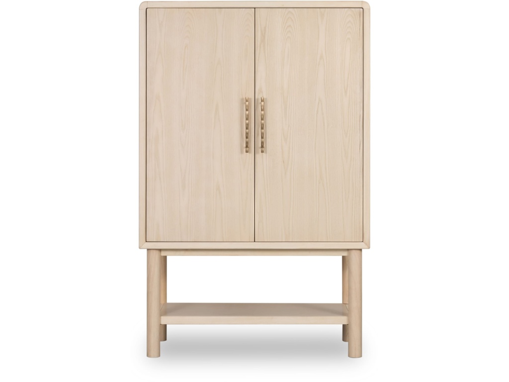 Zinnia Two Door Ash Wood Bar Cabinet in White Sand - main image