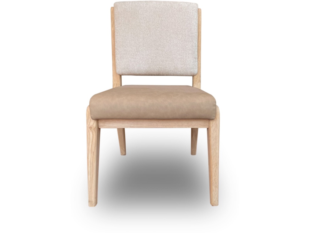 Zinnia Upholstered Dining Chair in White Sand, Buttermilk Leather and Dune Chenille - main image