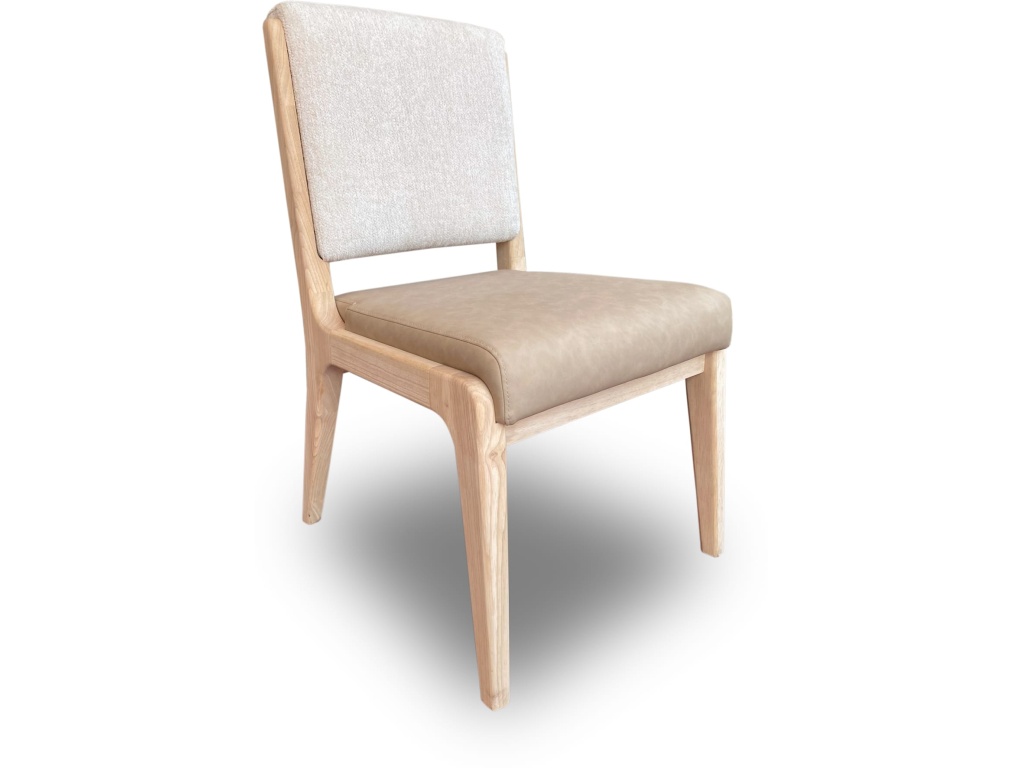 Zinnia Upholstered Dining Chair in White Sand, Buttermilk Leather and Dune Chenille - image 4