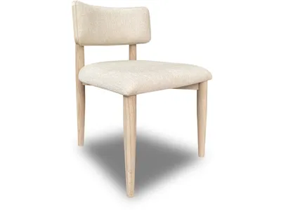 Zinnia Wood Back Dining Chair in White Sand and Dune Chenille