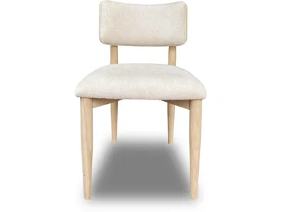 Zinnia Wood Back Dining Chair in White Sand and Dune Chenille
